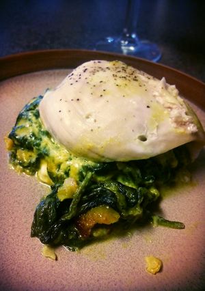 A picture of Chicken folds with cheesy spinach.