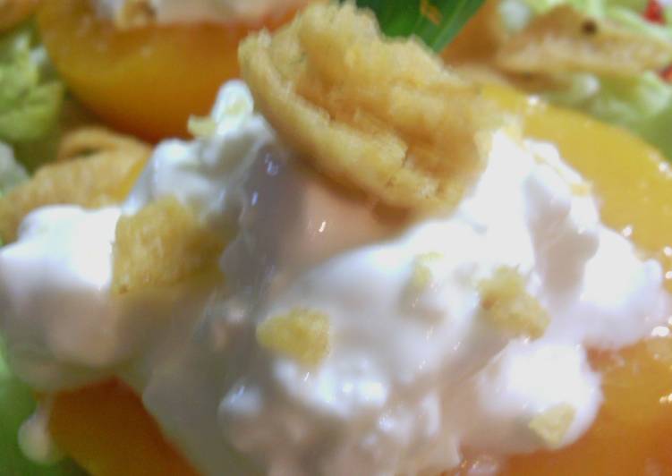 Recipe of Ultimate sunshine&#39;s  cottage cheese stuffed peaches