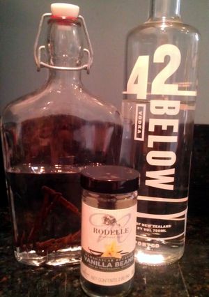 A picture of Homemade vanilla extract.