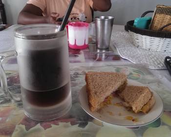 Without Fail Make Recipe Leftover veg sandwhich with iced coffee Home Style