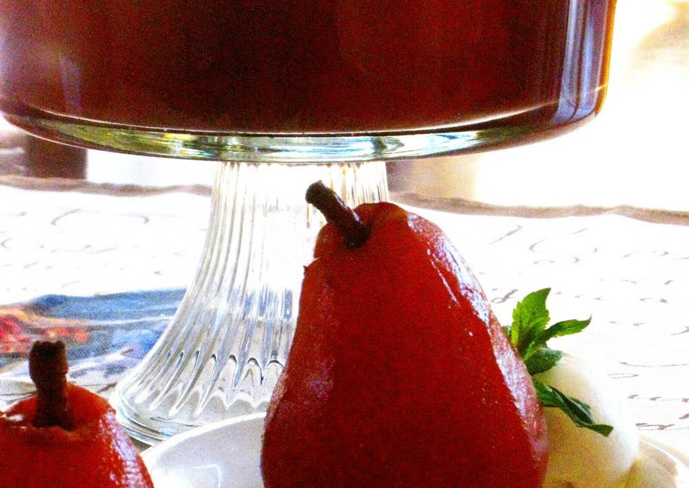 Pear Compote Made with Red Wine