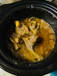 A picture of Mutton curry (in slow cooker).