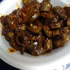 Spicy okra and jalapeños A picture of Spicy okra and jalapeños.