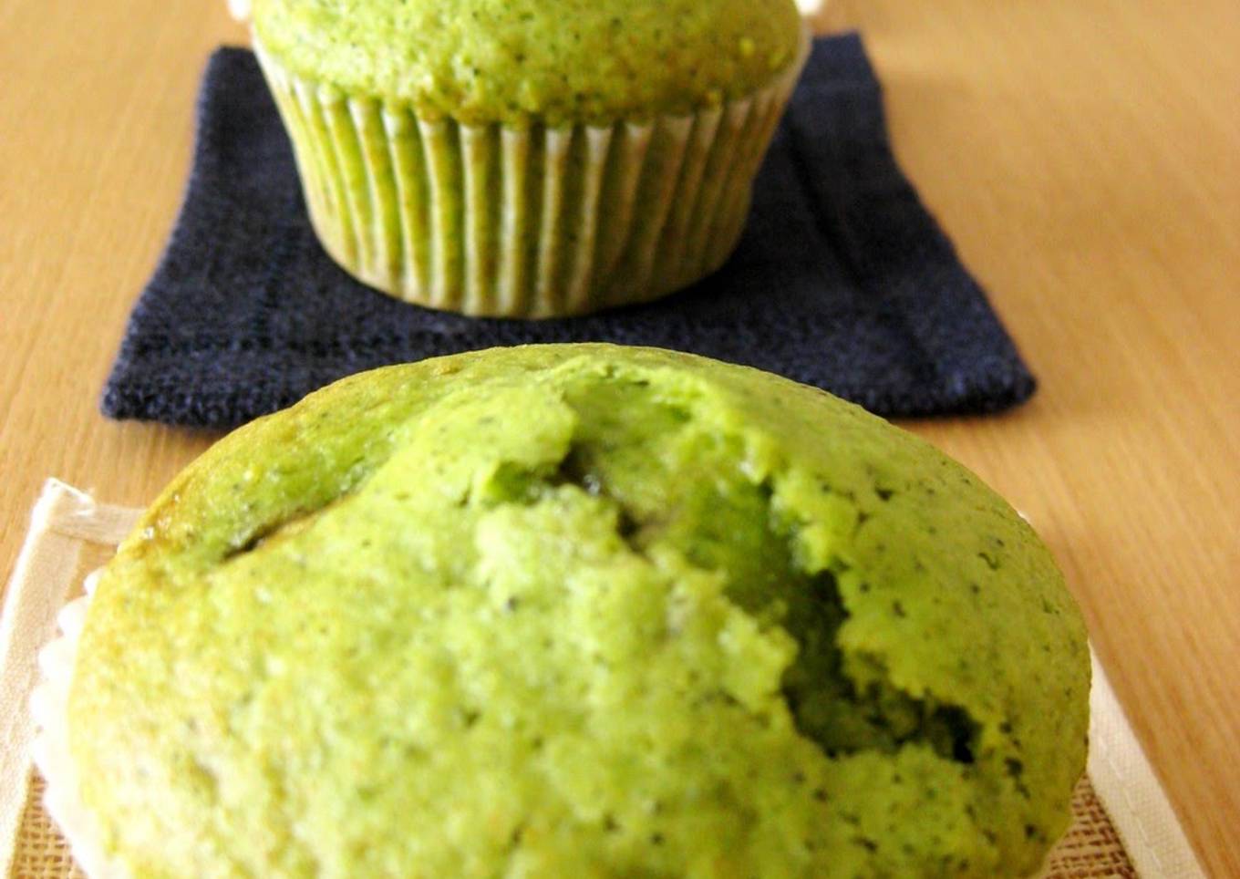 Matcha and Sweetened Black Bean Muffins