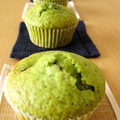 A picture of Matcha and Sweetened Black Bean Muffins.