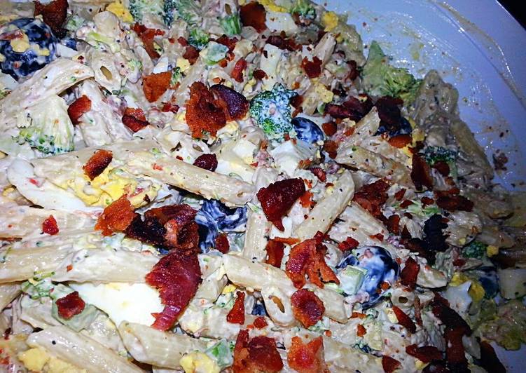 Steps to Make Bacon Veggie Mac Salad in 20 Minutes for Family