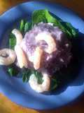 Sig's Purple Potato and Prawn Puree