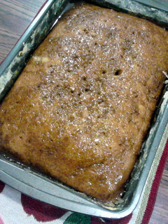 A picture of coffee cake with coffee glaze.
