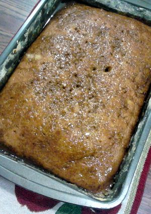 A picture of coffee cake with coffee glaze.