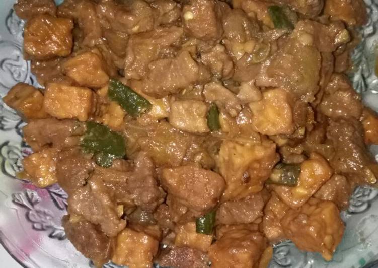 Daging lada hitam with tempe