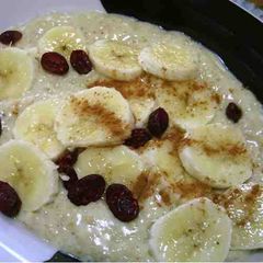 A picture of A Healthier Breakfast: Tofu Banana Oatmeal.