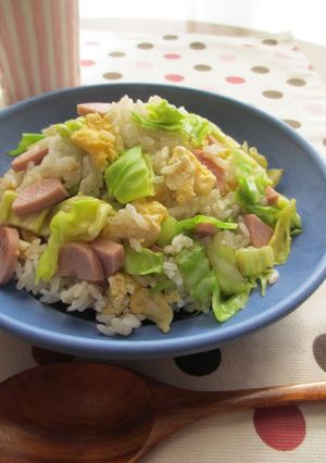 A picture of Spring Themed Fried Rice with Spring Cabbage.