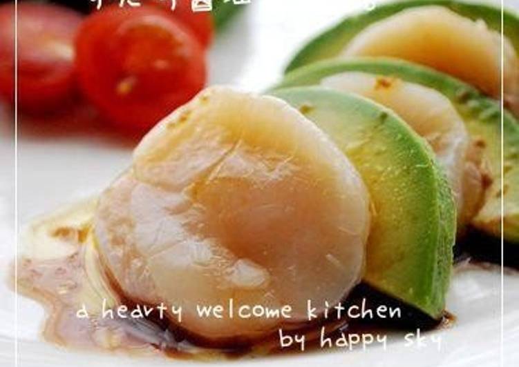 Steps to Prepare Favorite Avocado and Scallops Hors D&#39;oeuvres with Sudachi and Soy Sauce