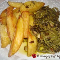 A picture of Asparagus with potatoes in the oven (simple).