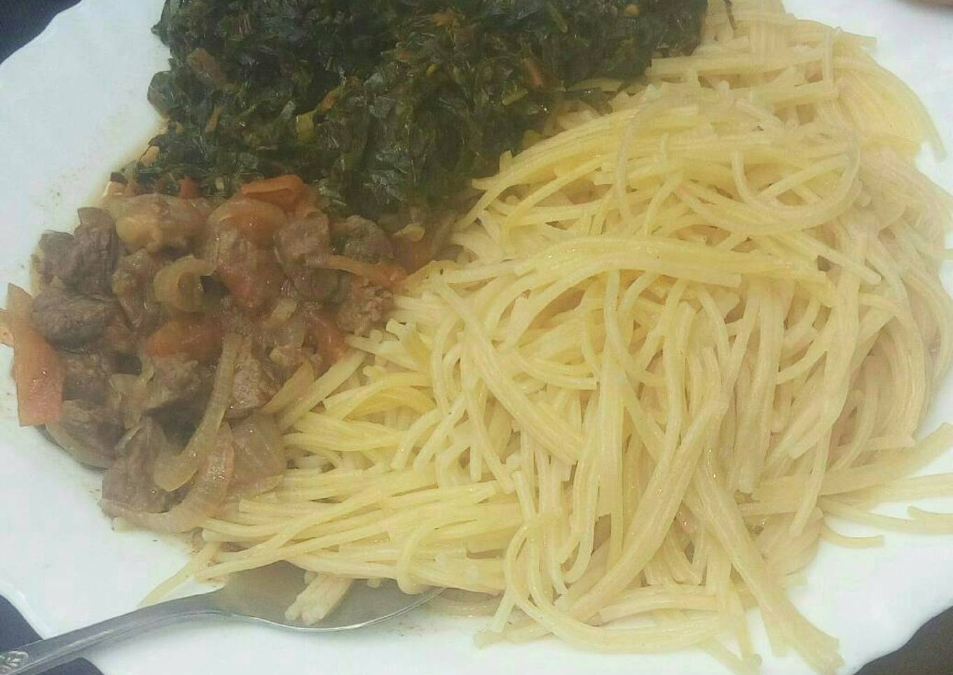 Spaghetti, beef and Veges