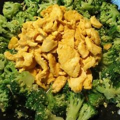 A picture of Golden Chicken in an Emerald Forest.