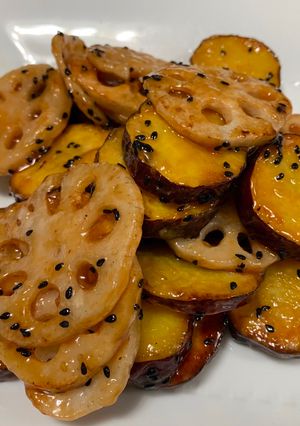 A picture of Sweet Potato & Lotus Hot Salad.