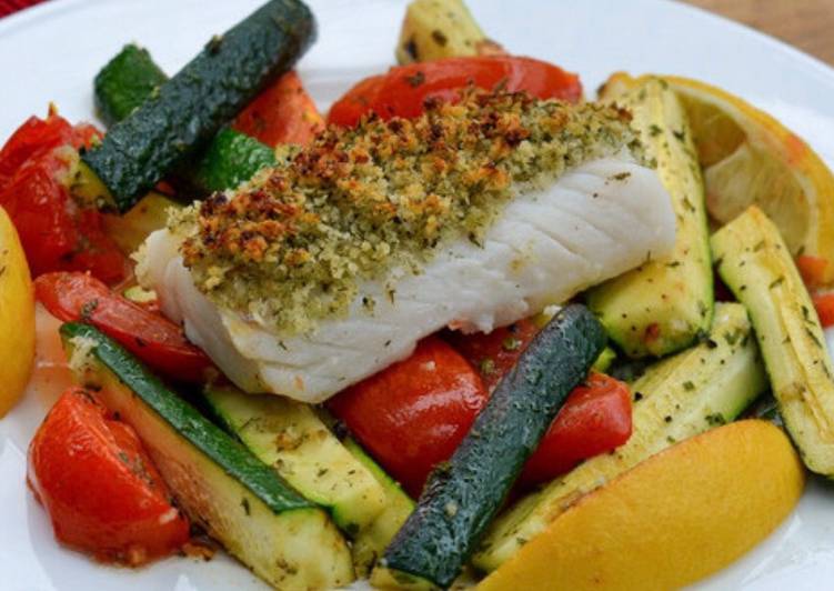 Recipe of Favorite Zesty lemon pepper baked Cod and roasted vegetables