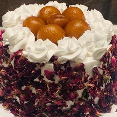 A picture of Gulab Jamun Cake.