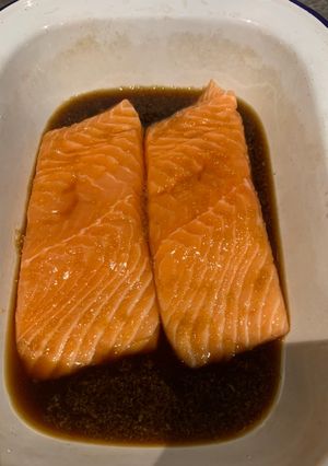 A picture of 5 ingredient Salmon marinade.