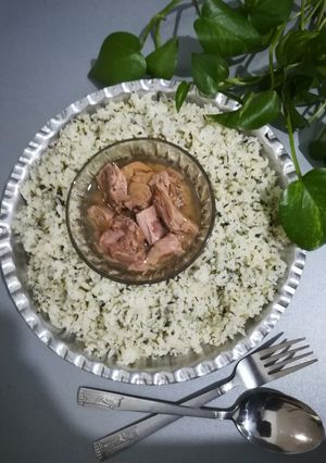 عکسی از دستور ❤️سبزی پلو با کنسرو ماهی