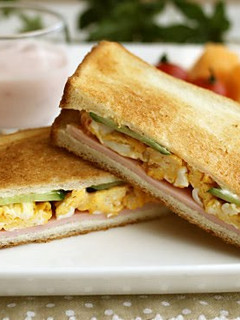 A picture of Ham, Egg & Cucumber Sandwich.