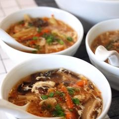 A picture of Taiwanese Hot and Sour Soup with Leftover Vegetables.