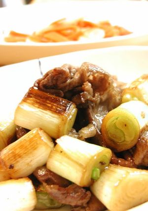A picture of Beef and Green Onions.