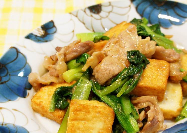Simple Way to Make Super Quick Homemade Pork, Greens, Atsuage in Oyster Sauce