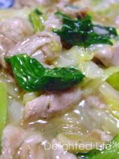 A picture of Chinese Cabbage & Bok Choy Salted Pork Belly in Sauce.