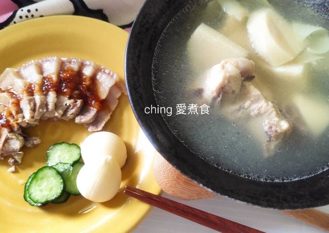 一鍋2菜料理-竹筍湯+蒜泥白肉 食譜成品照片