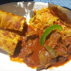 A picture of Stewed Liver, Cabbages and Chappattis.