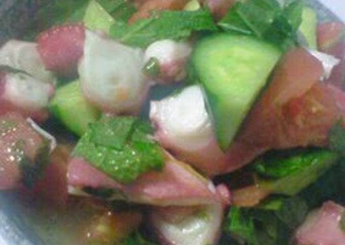 Octopus and Cucumber Salad with Lemon Dressing