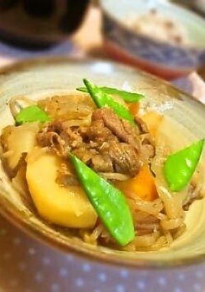 A picture of My Family's Favorite Nikujaga (Japanese Meat & Potatoes).