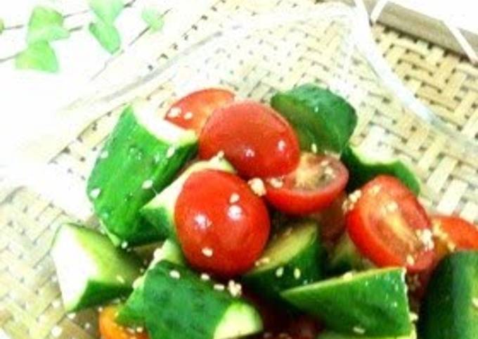 Oil-free Tomato and Cucumber Salad with Kombu Tea