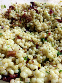 A picture of Israeli Couscous Salad With Cranberries And Pecans.