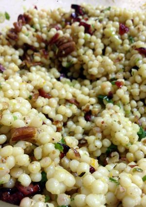 A picture of Israeli Couscous Salad With Cranberries And Pecans.