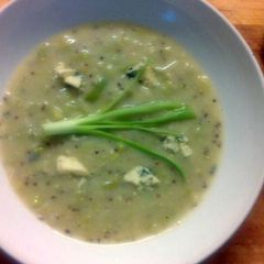 A picture of Sig's. Leek and Blue Cheese soup.