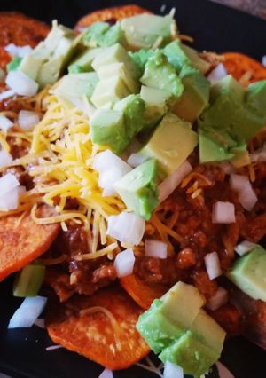 A picture of Sweet potato turkey nachos.