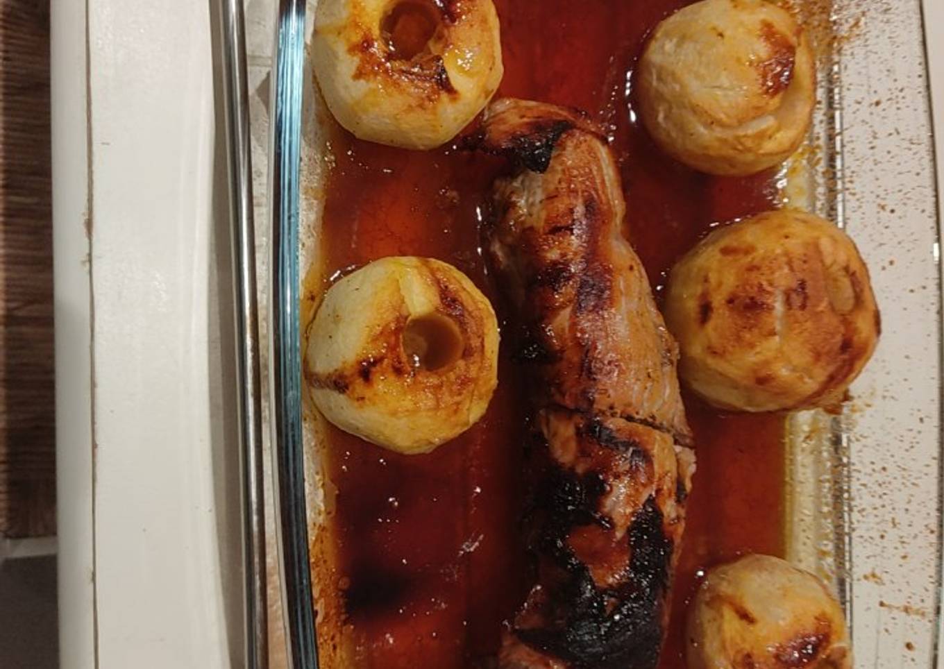 Filet mignon au miel curry et pommes