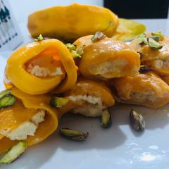 A picture of Mango creamy swiss roll.