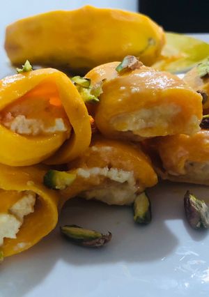 A picture of Mango creamy swiss roll.