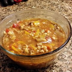 Bell Pepper and Ground Beef Barley Soup A picture of Bell Pepper and Ground Beef Barley Soup.
