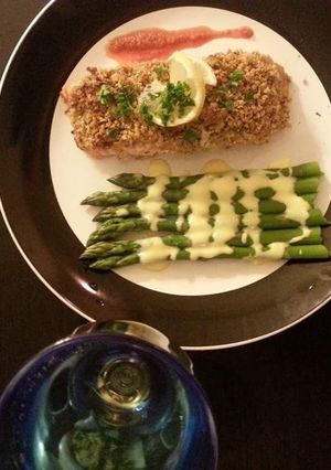 A picture of Delicious Pistachio encrusted Salmon.