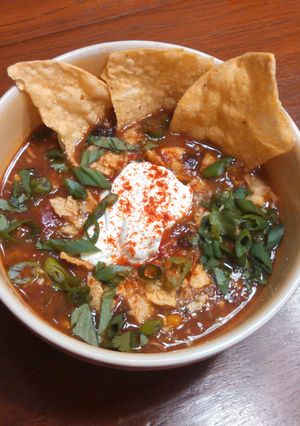 A picture of Chicken Tortilla Soup.