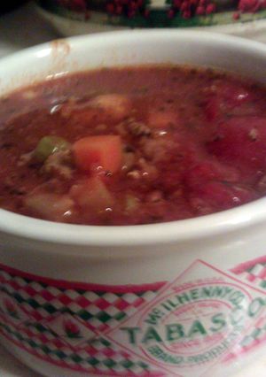 A picture of my mom's hambuger soup.