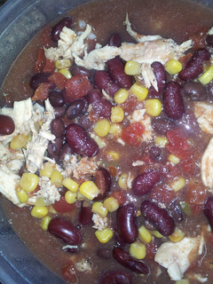 A picture of lazy crockpot chicken.