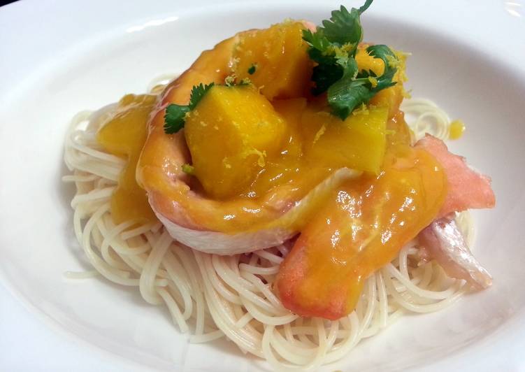 Easiest Way to Prepare Quick Spaghetti And Salmon In Mango Sauce