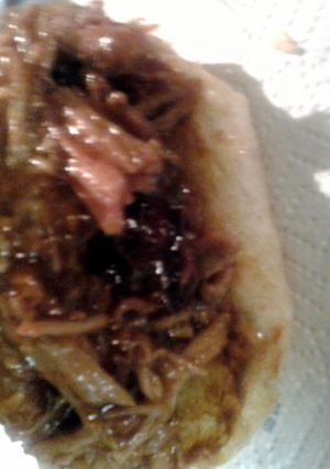 A picture of pulled pork sandwich.