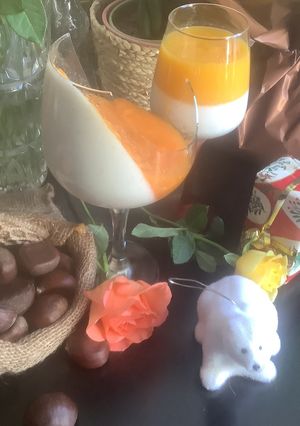 Une photo de 🎄Panna 🥛cotta🥭 mangue 🍈kaki🍧 coco🥥